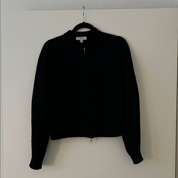 COS Women's Classic Black Knit Bomber Jacket - Picture 1 of 4